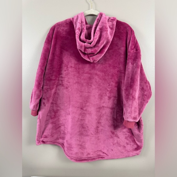 The Comfy hot pink fuschia one size wearable blanket hooded sweatshirt warm soft - Picture 7 of 9